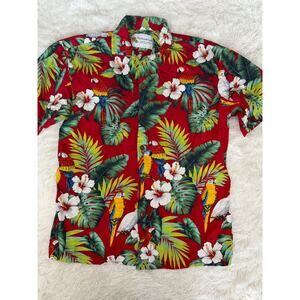 Alohawears men's sz. S "Clothing made in Hawaii" tropical parrot button down.